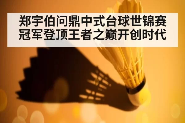 郑宇伯问鼎中式台球世锦赛冠军登顶王者之巅开创时代